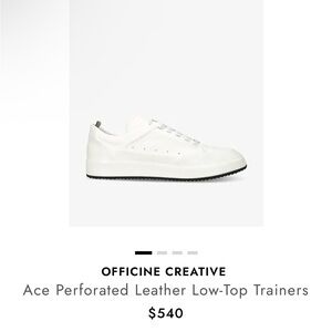 Officine Creative Ace Perforated White Leather Sneakers, men size 9